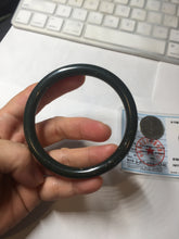 Load image into Gallery viewer, 60.8mm 100% Natural dark green/black meteorite Stellar Night sky slim round cut nephrite bangle HT118-0759
