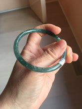 Load image into Gallery viewer, 56mm Certified Type A 100% Natural dark green/blue/gray/yellow with Guatemala slim round cut Jadeite bangle PE37-5876
