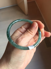Load image into Gallery viewer, 56mm Certified Type A 100% Natural dark green/blue/gray/yellow with Guatemala slim round cut Jadeite bangle PE37-5876
