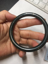 Load image into Gallery viewer, 60.8mm 100% Natural dark green/black meteorite Stellar Night sky slim round cut nephrite bangle HT118-0759
