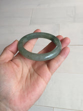 Load image into Gallery viewer, 57.2mm certified Type A 100% Natural icy watery dark green gray Jadeite Jade bangle PC15-0368
