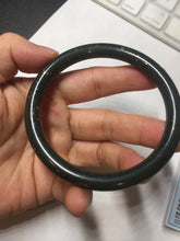 Load image into Gallery viewer, 60.8mm 100% Natural dark green/black meteorite Stellar Night sky slim round cut nephrite bangle HT118-0759
