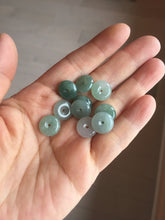 Load image into Gallery viewer, 12-17.5mm Type A 100% Natural oily dark green(淡油青) gray green Jadeite Safety Guardian Button donuts pendant PH61 Add on item
