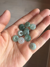 Load image into Gallery viewer, 12-17.5mm Type A 100% Natural oily dark green(淡油青) gray green Jadeite Safety Guardian Button donuts pendant PH61 Add on item
