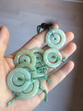 Load image into Gallery viewer, 27.9mm Type A 100% Natural light green Jadeite Jade concentric circle safety Guardian ring Pendant (子母扣,同心环) S71
