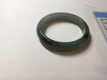 Load image into Gallery viewer, 51.5mm Certified Type A 100% Natural Oily Dark Green Gray Black with Flying Snow Oval Jadeite Jade Bangle PC207-7685
