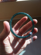 Load image into Gallery viewer, 56.2mm Certified Type A 100% Natural icy watery dark green/blue/gray Guatemala slim round cut Jadeite bangle PD54-5521
