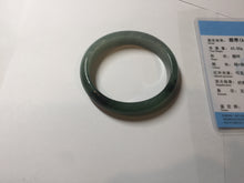 Load image into Gallery viewer, 51.5mm Certified Type A 100% Natural Oily Dark Green Gray Black with Flying Snow Oval Jadeite Jade Bangle PC207-7685

