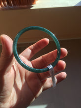 Load image into Gallery viewer, 56.2mm Certified Type A 100% Natural icy watery dark green/blue/gray Guatemala slim round cut Jadeite bangle PD54-5521
