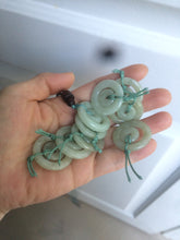 Load image into Gallery viewer, 27.9mm Type A 100% Natural light green Jadeite Jade concentric circle safety Guardian ring Pendant (子母扣,同心环) S71
