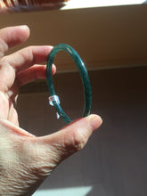 Load image into Gallery viewer, 56.2mm Certified Type A 100% Natural icy watery dark green/blue/gray Guatemala slim round cut Jadeite bangle PD54-5521
