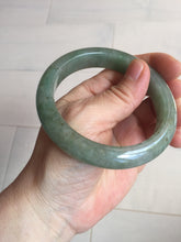 Load image into Gallery viewer, 57.2mm certified Type A 100% Natural icy watery dark green gray Jadeite Jade bangle PC14-0371
