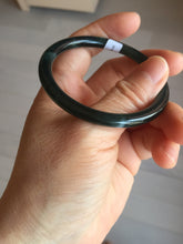 Load image into Gallery viewer, 51.9mm certified Type A 100% Natural dark green/black/gray Guatemala slim round cut Jadeite bangle PH181-2446
