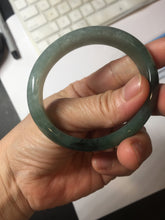 Load image into Gallery viewer, 51.5mm Certified Type A 100% Natural Oily Dark Green Gray Black with Flying Snow Oval Jadeite Jade Bangle PC207-7685

