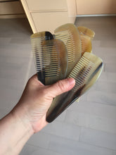 Load image into Gallery viewer, 12.5x4cm 100% Natural black brown yellow Buffalo Horn Rake Comb with Massage Handle (defects) group NJ2
