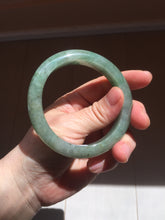 Load image into Gallery viewer, 57.2mm certified Type A 100% Natural icy watery dark green gray Jadeite Jade bangle PC14-0371
