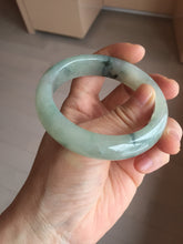 Load image into Gallery viewer, 55.5mm certified type A 100% Natural icy watery light green with dark green flowers jadeite jade bangle PH59-1059
