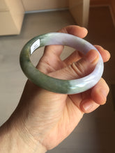 Load image into Gallery viewer, 58.4mm Certified type A 100% Natural half oily dark green gray black(老油青) half purple(half mountain half water, 半山半水) Jadeite bangle PF31-4756
