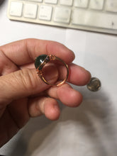 Load image into Gallery viewer, 100% Natural green black nephrite (碧玉) cabochon Jade ring (adjustable size) HE110
