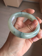 Load image into Gallery viewer, 55.5mm certified type A 100% Natural icy watery light green with dark green flowers jadeite jade bangle PH59-1059

