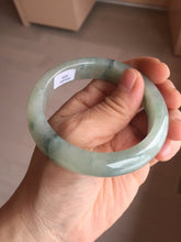 Load image into Gallery viewer, 55.5mm certified type A 100% Natural icy watery light green with dark green flowers jadeite jade bangle PH59-1059
