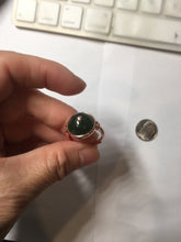Load image into Gallery viewer, 100% Natural green black nephrite (碧玉) cabochon Jade ring (adjustable size) HE110
