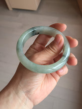 Load image into Gallery viewer, 55.5mm certified type A 100% Natural icy watery light green with dark green flowers jadeite jade bangle PH59-1059
