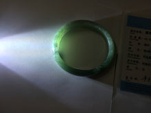 Load image into Gallery viewer, 51.5mm Certified Type A 100% Natural Oily Dark Green Gray Black with Flying Snow Oval Jadeite Jade Bangle PC207-7685
