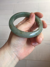 Load image into Gallery viewer, 57.2mm certified Type A 100% Natural icy watery dark green gray Jadeite Jade bangle PC14-0371
