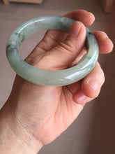 Load image into Gallery viewer, 55.2mm certified type A 100% Natural icy watery light green with dark green flowers jadeite jade bangle PH58-1057

