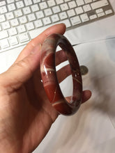 Load image into Gallery viewer, 58.3mm 100% natural red jasper stone(红碧玉,鸡血石) round cut bangle SY117
