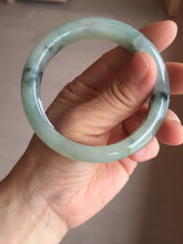 Load image into Gallery viewer, 55.2mm certified type A 100% Natural icy watery light green with dark green flowers jadeite jade bangle PH58-1057
