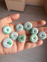Load image into Gallery viewer, 19.3-22.4mm Type A 100% Natural sunny green/purple/gray Jadeite Jade Safety Guardian Button donuts Pendant group BL147
