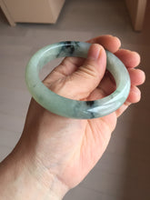 Load image into Gallery viewer, 55.2mm certified type A 100% Natural icy watery light green with dark green flowers jadeite jade bangle PH58-1057
