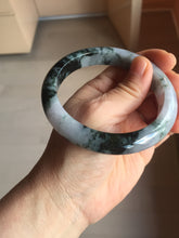 Load image into Gallery viewer, 60.2mm Certified Type A 100% Natural dark green/purple/gray Snowy Pine Mountain Jadeite Jade bangle PF30-1208

