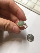Load image into Gallery viewer, 100% Natural light green gray nephrite cabochon Jade ring (adjustable size) HE112

