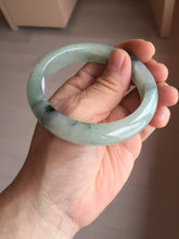 Load image into Gallery viewer, 55.2mm certified type A 100% Natural icy watery light green with dark green flowers jadeite jade bangle PH58-1057
