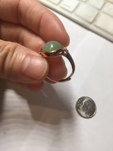 Load image into Gallery viewer, 100% Natural light green gray nephrite cabochon Jade ring (adjustable size) HE112
