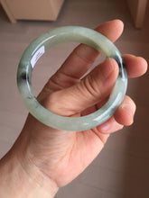 Load image into Gallery viewer, 55.2mm certified type A 100% Natural icy watery light green with dark green flowers jadeite jade bangle PH58-1057
