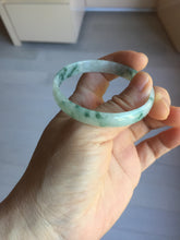 Load image into Gallery viewer, 51mm Certified Type A 100% Natural icy watery light green with green floating flowers thin Jadeite Jade bangle PJ56-1886
