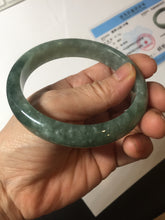 Load image into Gallery viewer, 61.2mm certified type A 100% Natural oily dark green gray black with flying snow Jadeite jade bangle PC208-7672
