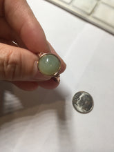 Load image into Gallery viewer, 100% Natural light green gray nephrite cabochon Jade ring (adjustable size) HE112
