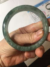 Load image into Gallery viewer, 61.2mm certified type A 100% Natural oily dark green gray black with flying snow Jadeite jade bangle PC208-7672
