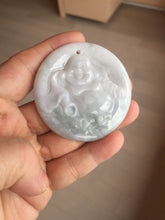 Load image into Gallery viewer, 100% Natural type A white light purple happy buddha jadeite Jade pendant AA27
