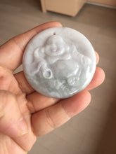 Load image into Gallery viewer, 100% Natural type A white light purple happy buddha jadeite Jade pendant AA27
