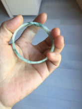 Load image into Gallery viewer, 51mm Certified Type A 100% Natural icy watery light green with green floating flowers thin Jadeite Jade bangle PJ56-1886
