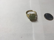 Load image into Gallery viewer, 100% Natural light green gray nephrite cabochon Jade ring (adjustable size) HE113
