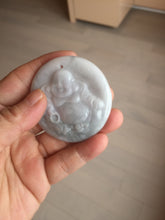 Load image into Gallery viewer, 100% Natural type A white light purple happy buddha jadeite Jade pendant AA27
