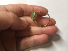Load image into Gallery viewer, 100% Natural light green gray nephrite cabochon Jade ring (adjustable size) HE113
