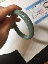 Load image into Gallery viewer, 61.2mm certified type A 100% Natural oily dark green gray black with flying snow Jadeite jade bangle PC208-7672
